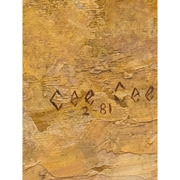 Vintage 1981 Cee Cee Oil Painting Of Native American Man Desert Landscape READ - Picture 2 of 8